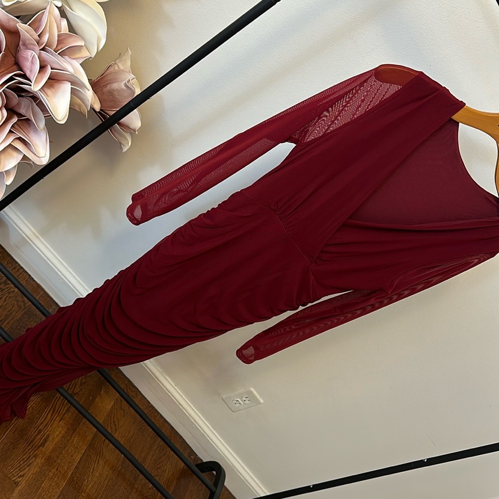 Maroon ruched dress